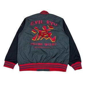 Superare x Street Fighter Evil Ryu Varsity Bomber Jacket Men's XL